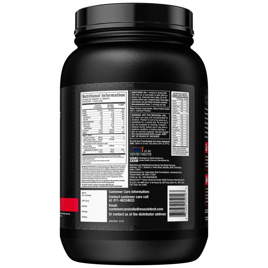 MUSCLETECH™ NITRO-TECH™ RIPPED WHEY PROTEIN POWDER